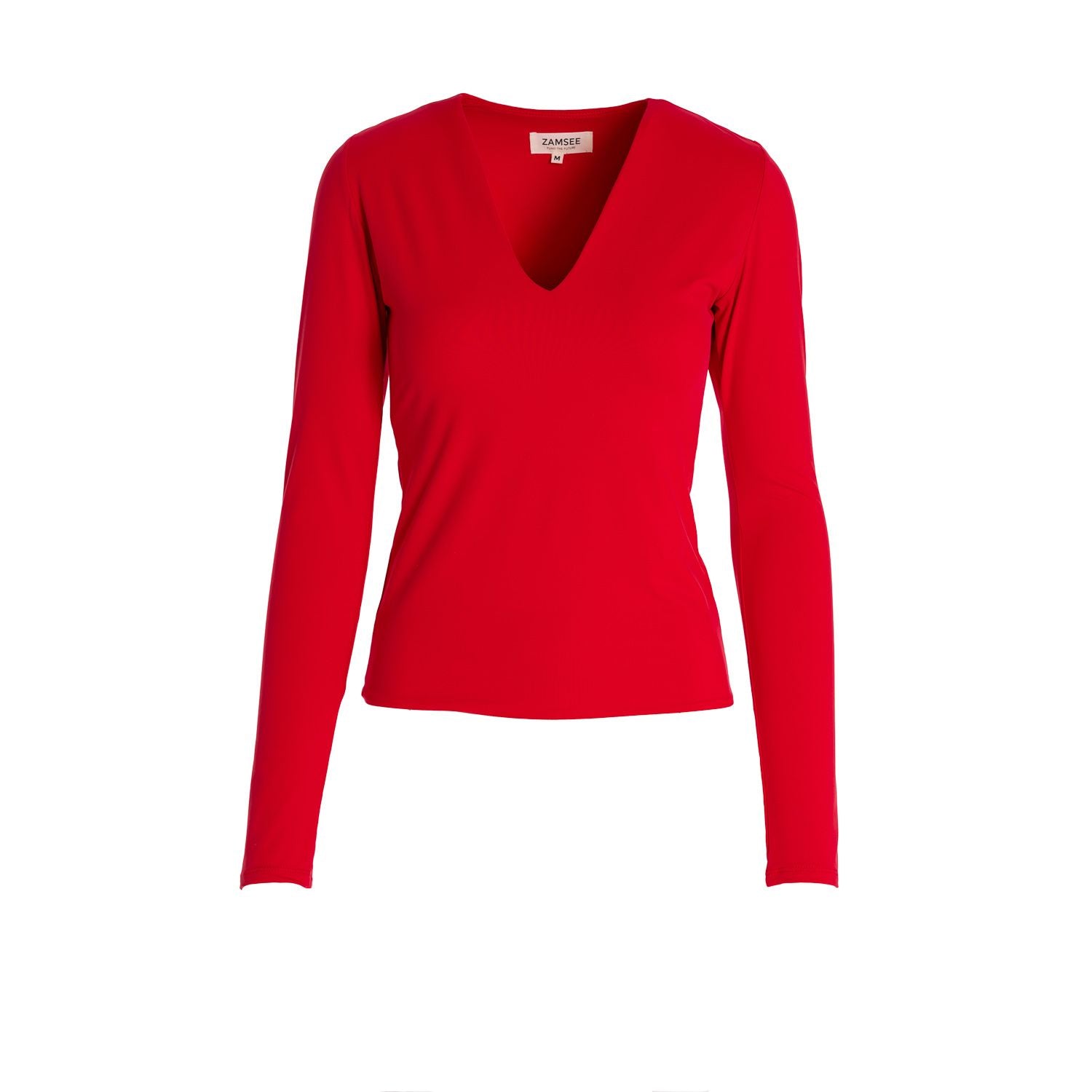 Zamsee V-Neck Red long sleeve Blouse