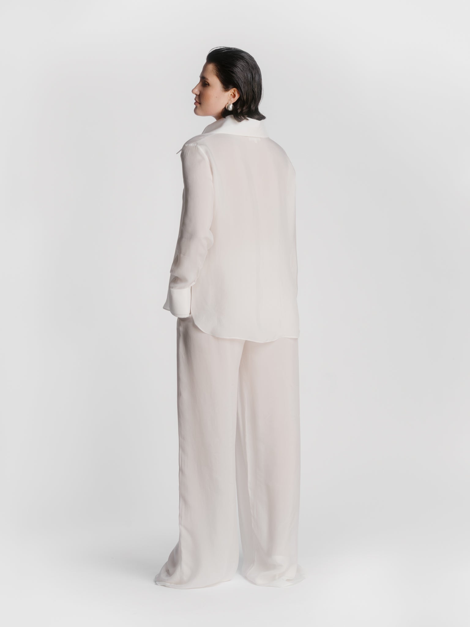 Cupro Loose Trousers - Off-White by Zamsee