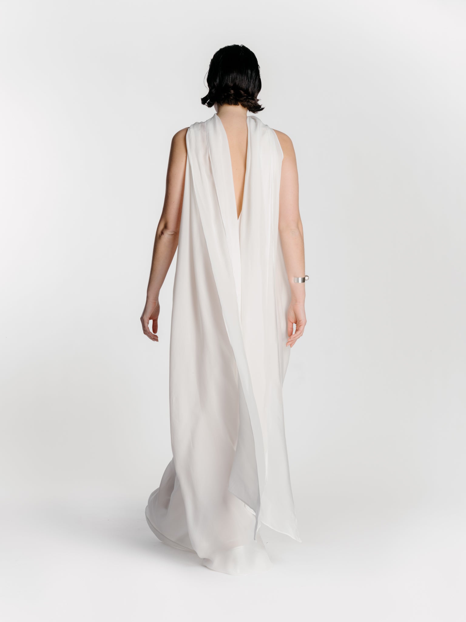 Scarf Detail Maxi Dress in Off-White by Zamsee