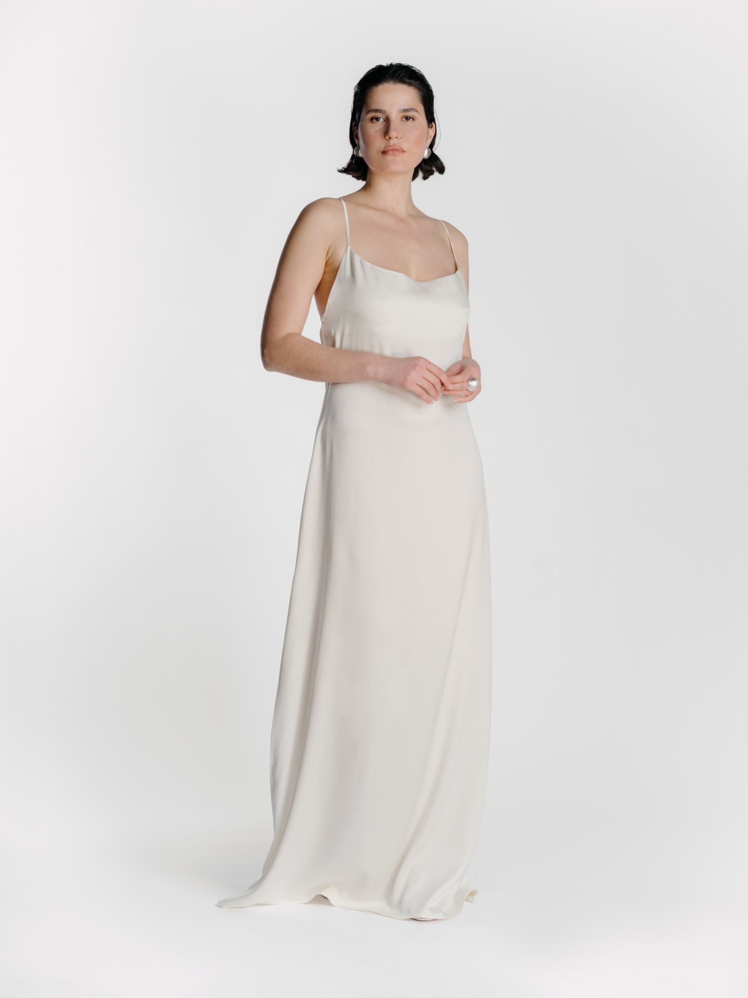 Silk Slip Dress in Off-White by Zamsee