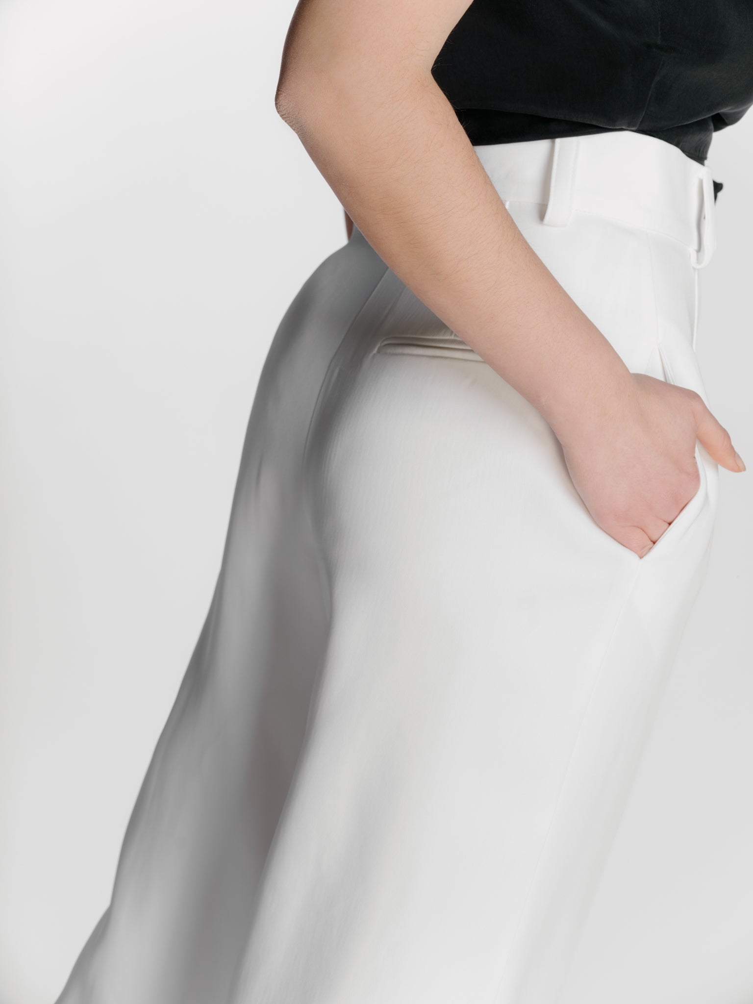 Viscose Wide Led Trousers with High Waist - White by Zamsee