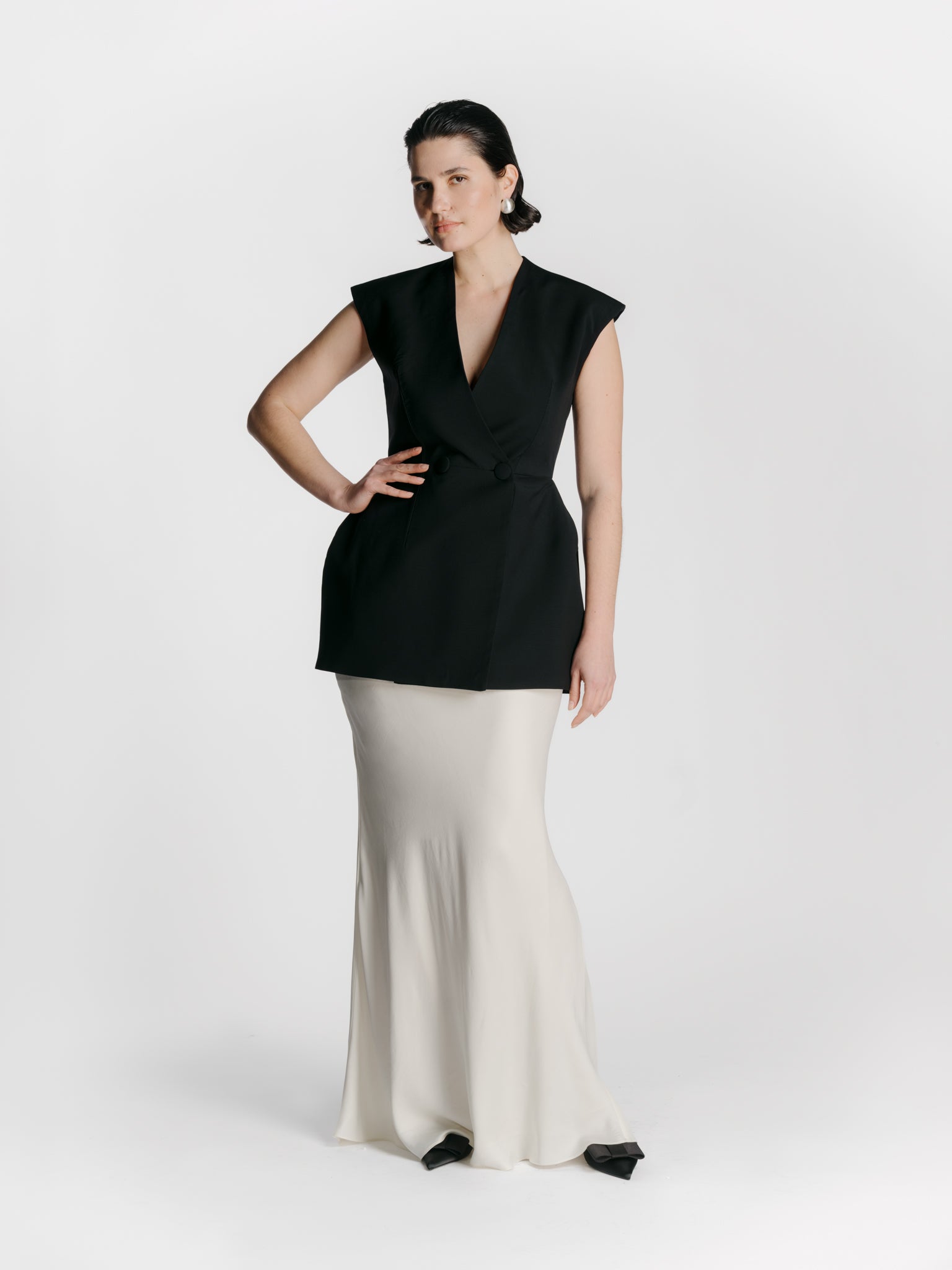 Bias Cut Skirt in Off-White by Zamsee