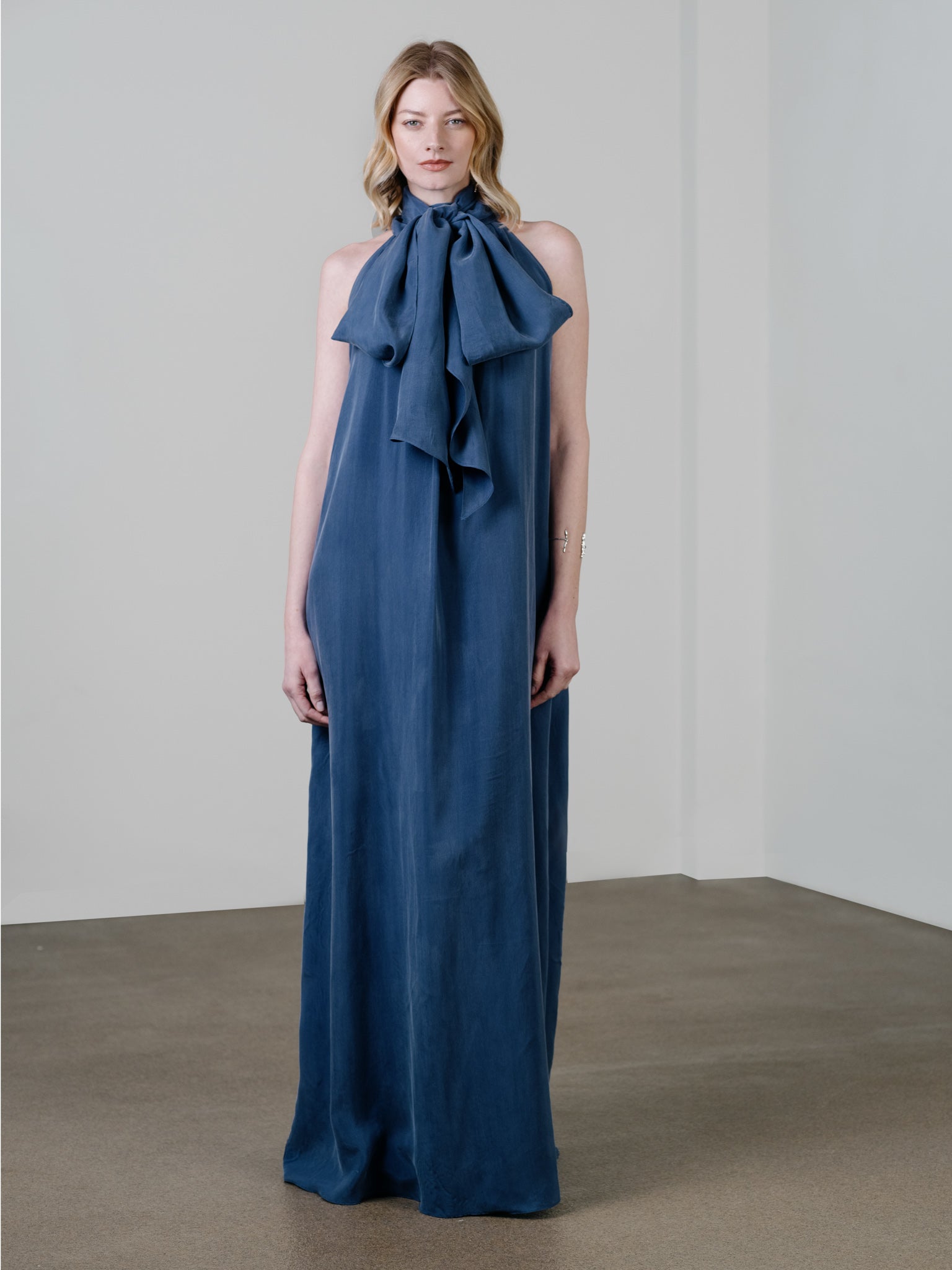 Scarf Detail Maxi Dress – Dolphin Blue