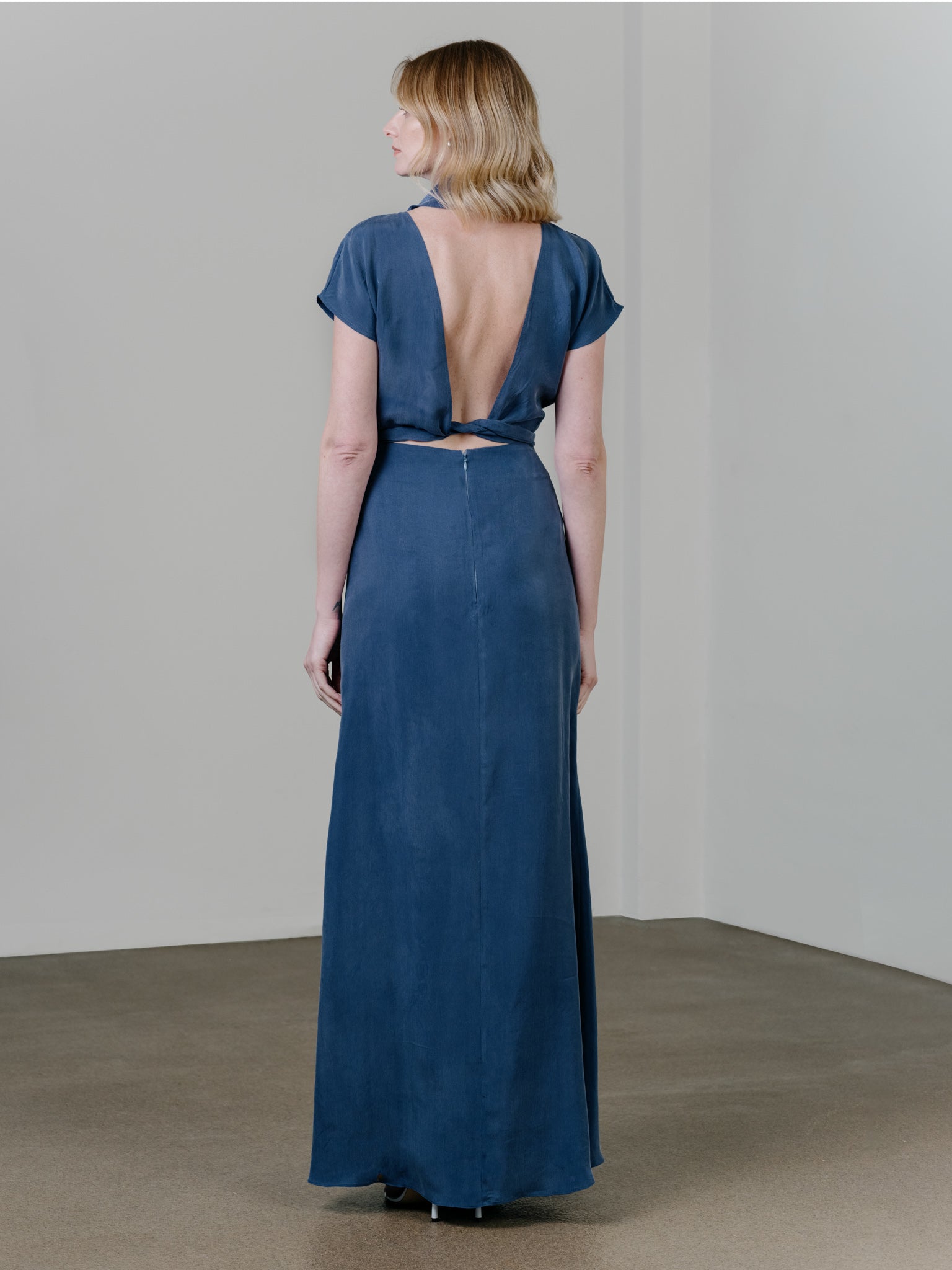 Open-Back Top in Dolphin Blue by Zamsee
