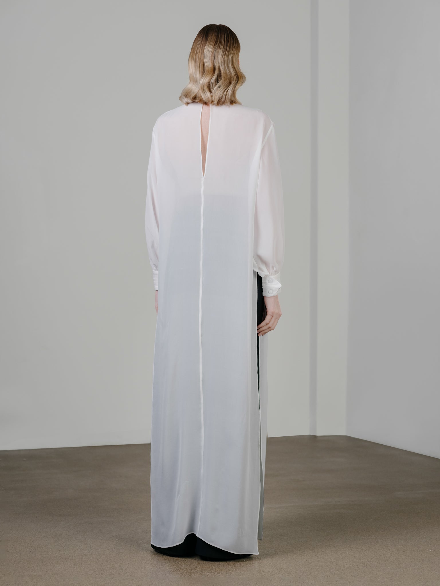 Silk Floor-Length Blouse with Side Slit by Zamsee