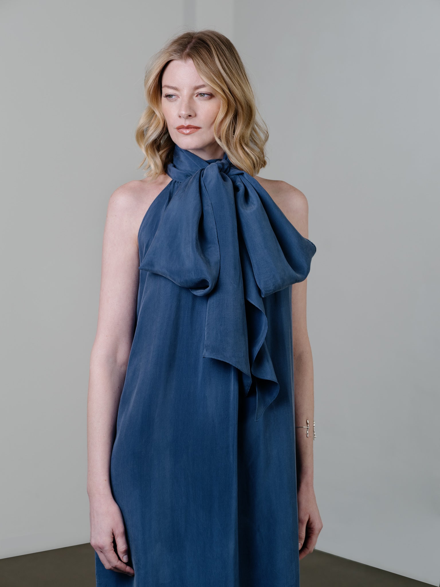 Scarf Detail Maxi Dress – Dolphin Blue