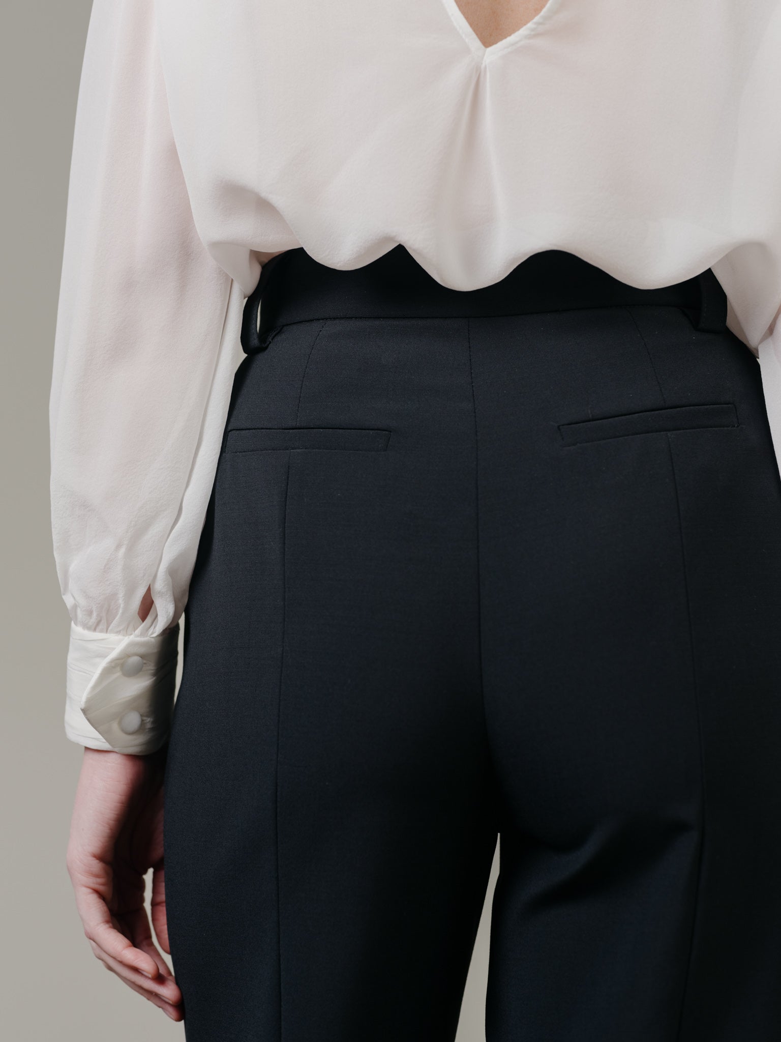 Wool Pants with Back Slit – Black by Zamsee