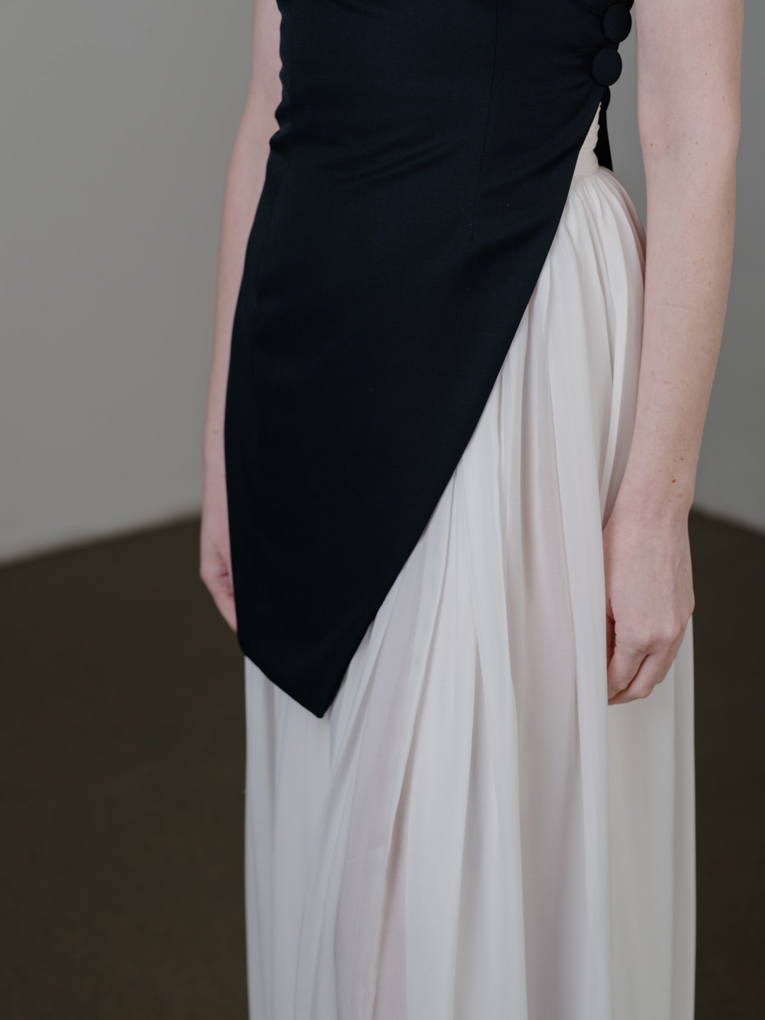 Wool Asymmetric Vest - Black by Zamsee side detail