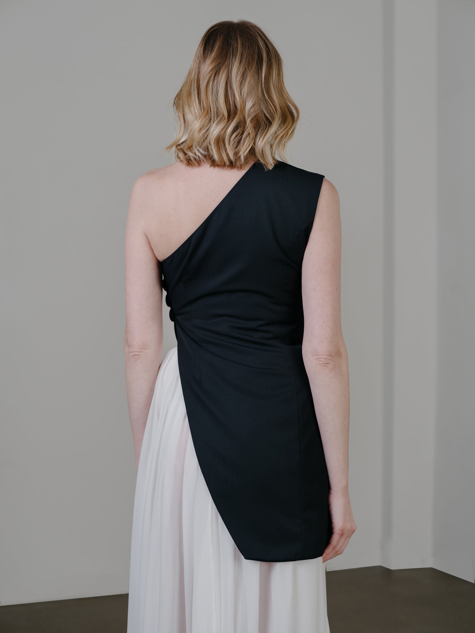 Wool Asymmetric Vest - Black by Zamsee back detail