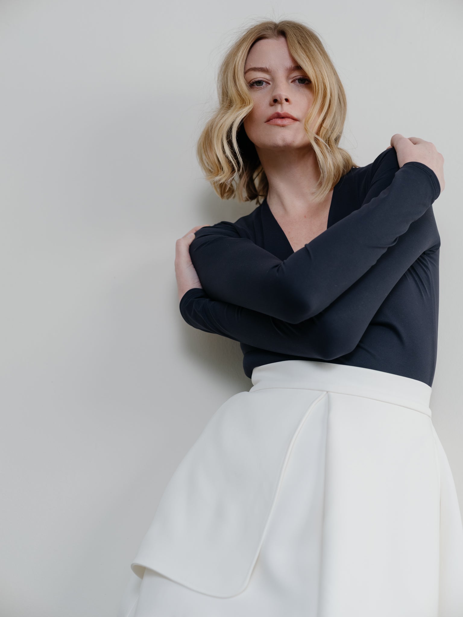V Neck Blouse in Black by Zamsee