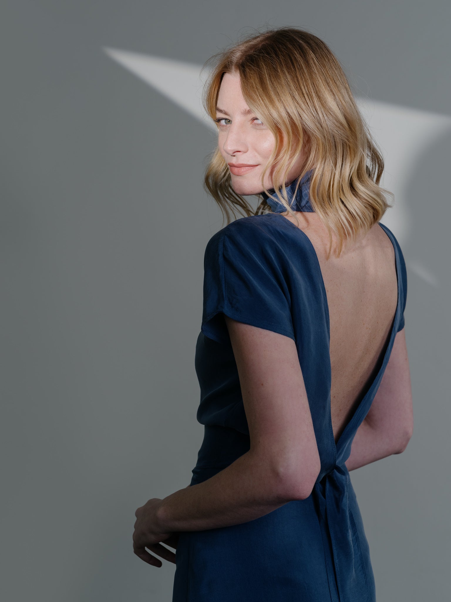 Open-Back Top in Dolphin Blue by Zamsee