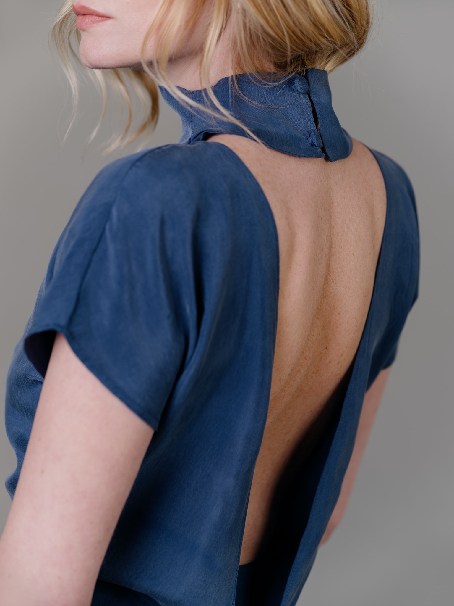 Open-Back Top in Dolphin Blue by Zamsee