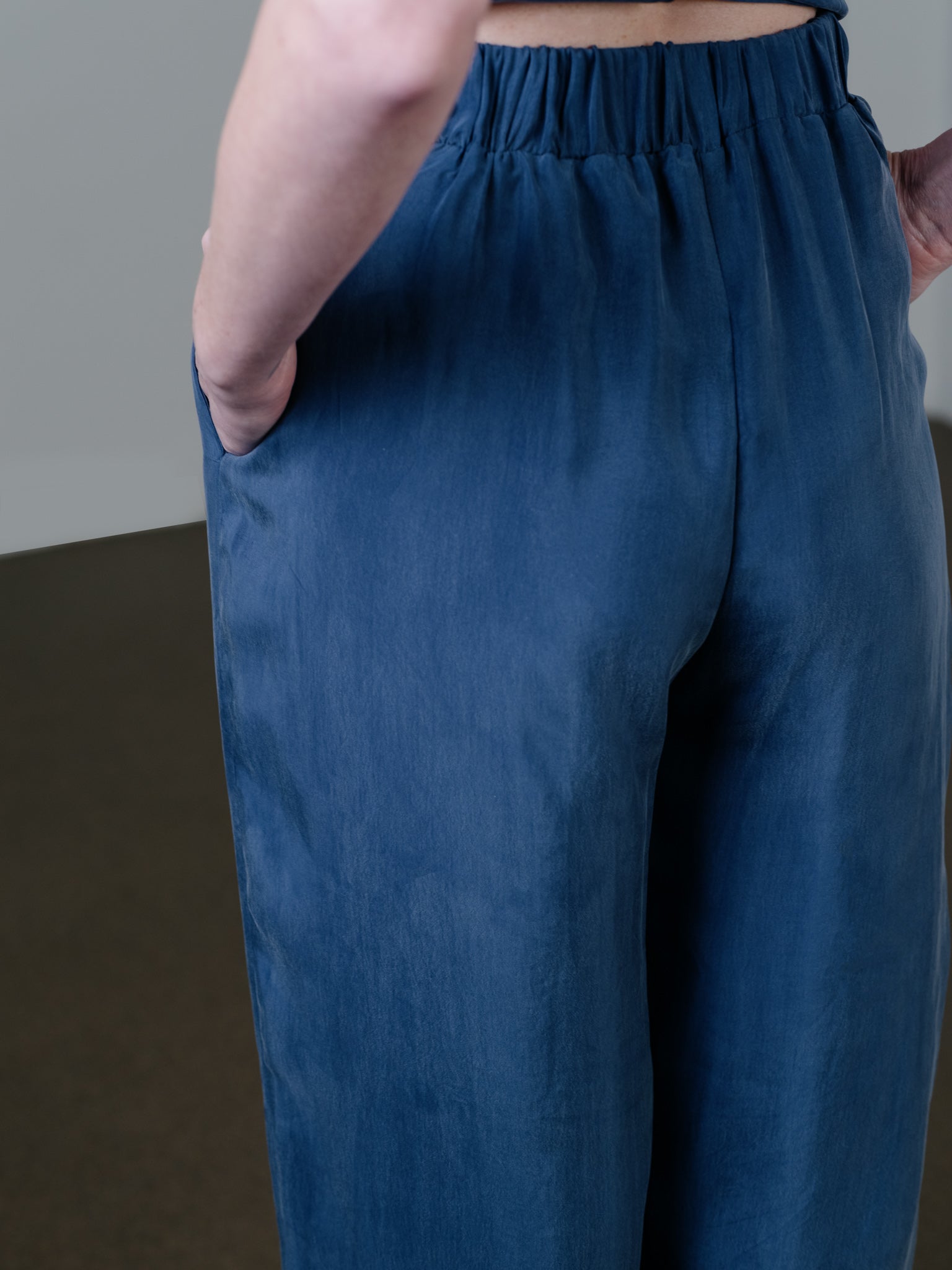 Cupro Loose Trousers - Dolphin Blue by Zamsee