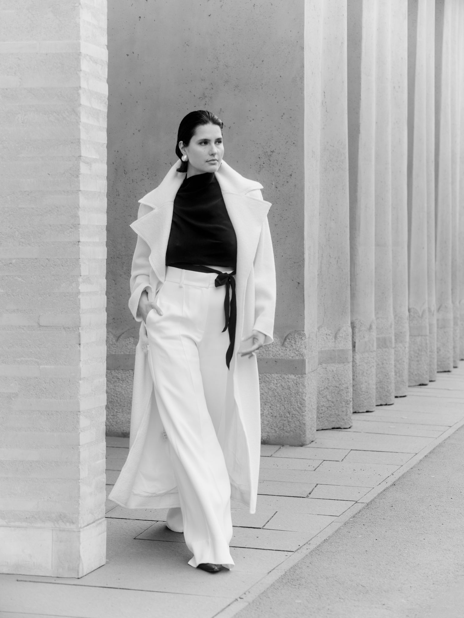 Viscose Wide Led Trousers with High Waist - White by Zamsee