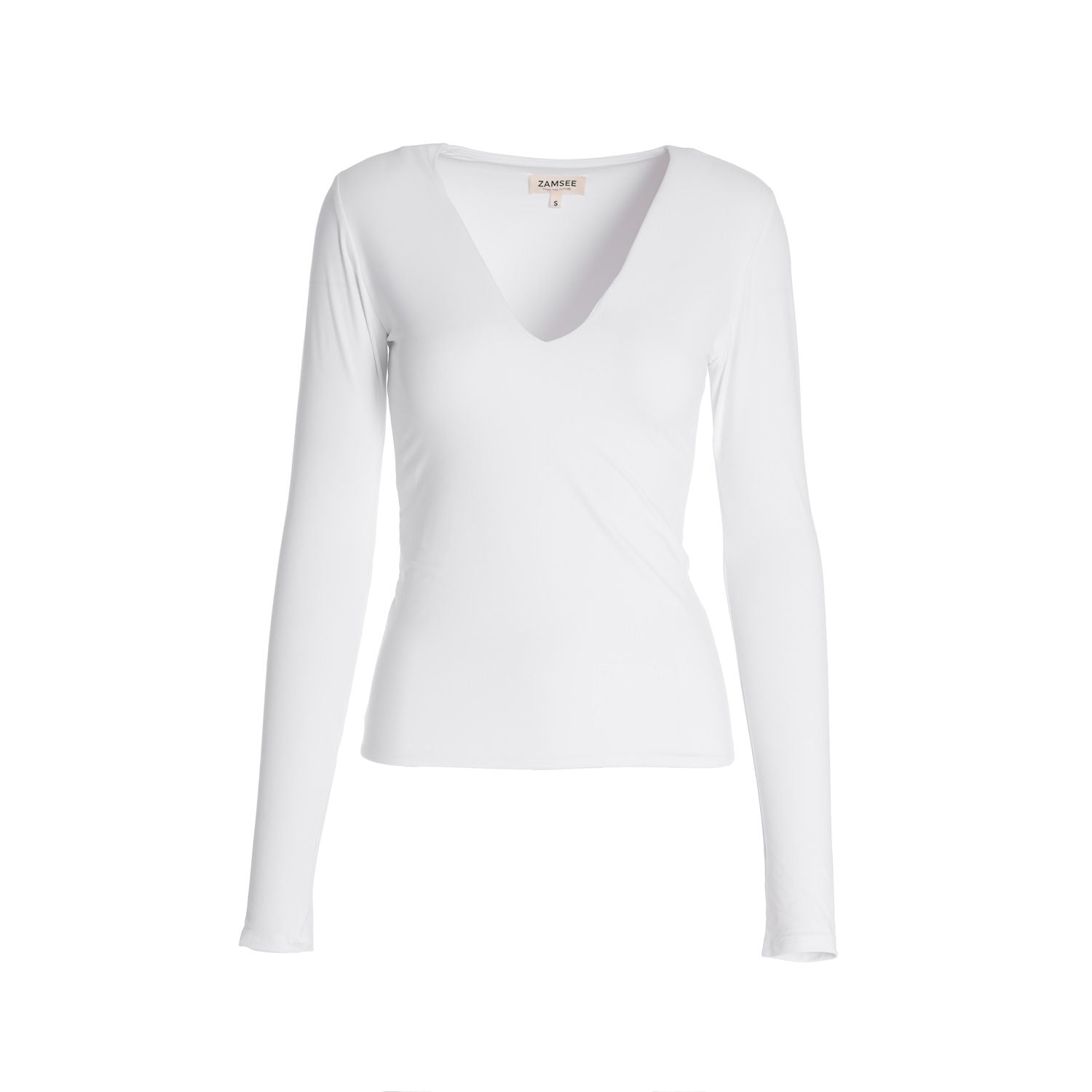 Zamsee V-Neck white long sleeve Blouse