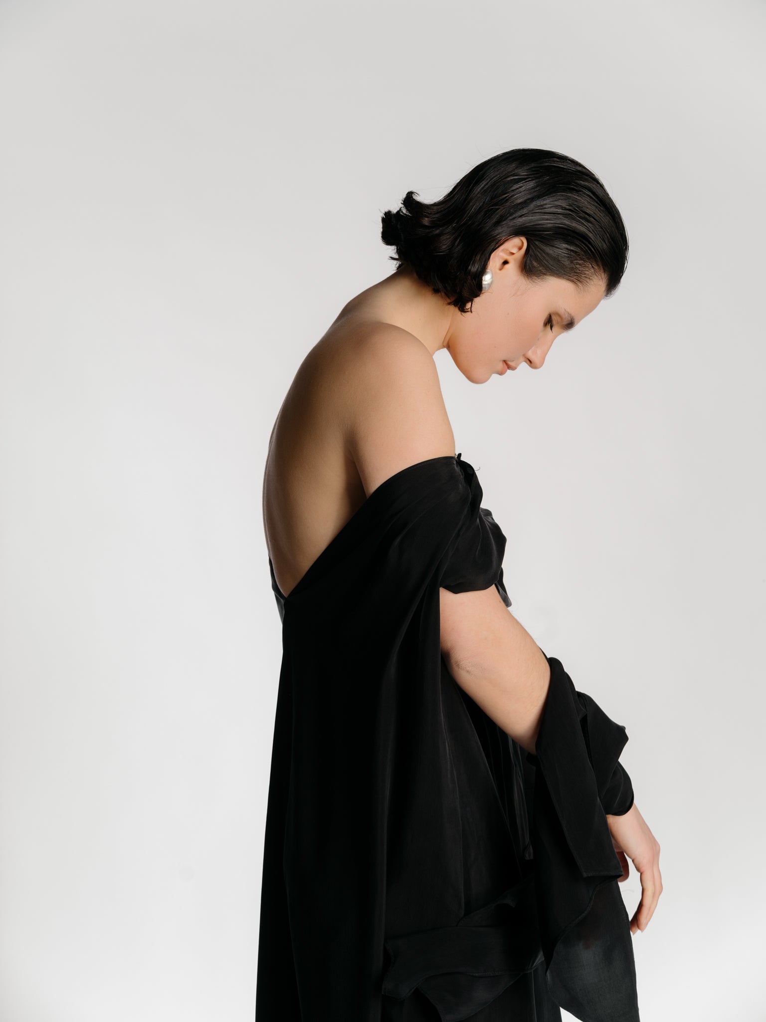 Scarf Detail Maxi Dress  in Black by Zamsee