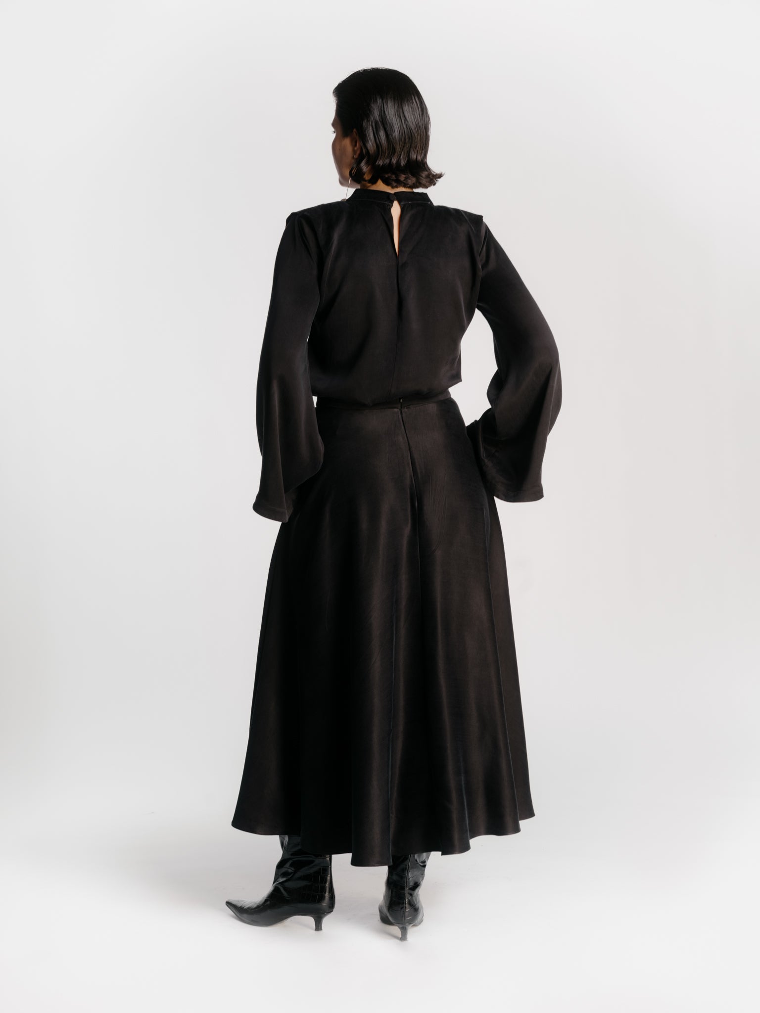 Circular Skirt with Hidden Pockets - Black