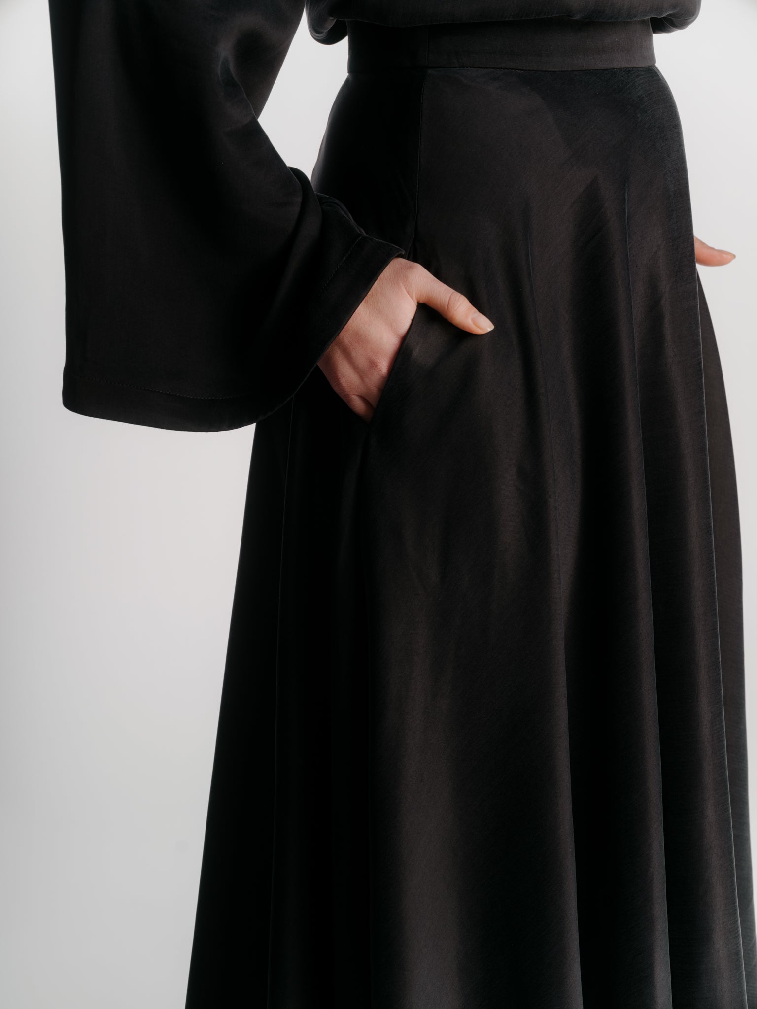 Circular Skirt with Hidden Pockets - Black